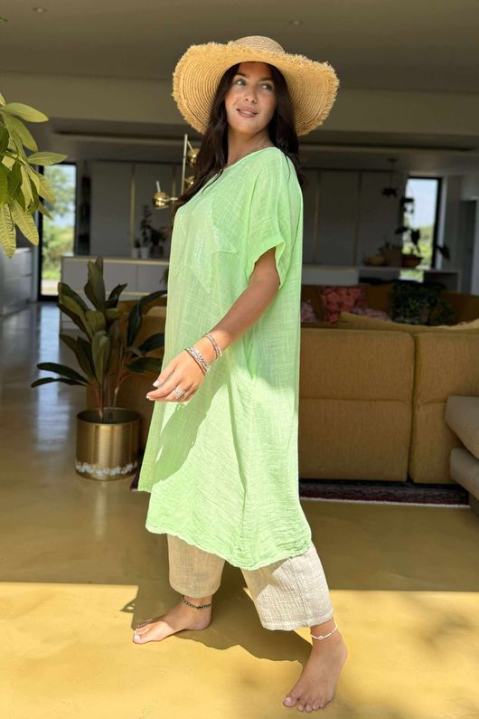 Made in Italy Sahara Star Sack Dress Lime 